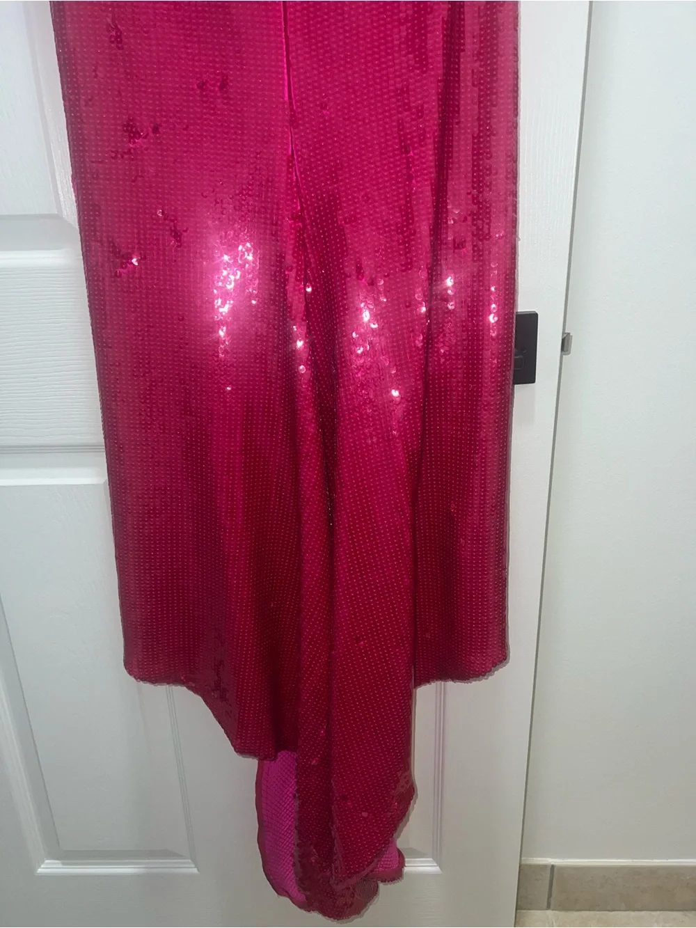 LaQuan Smith Hot Pink Sequin Strapless gown
